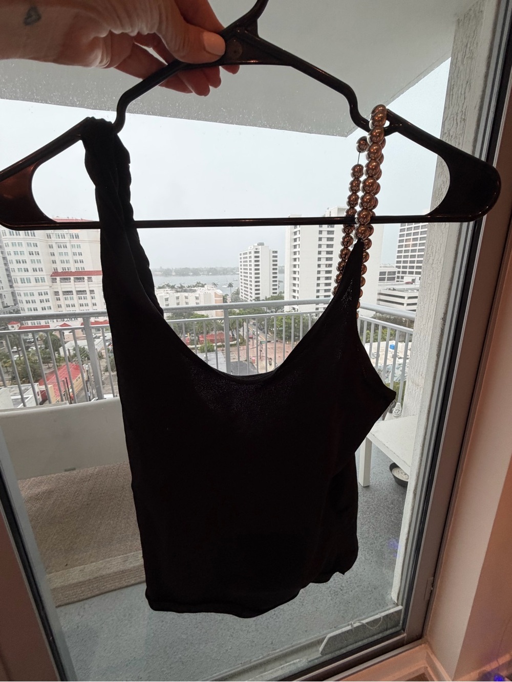 Zara Black Camisole with Beaded Shoulder Strap